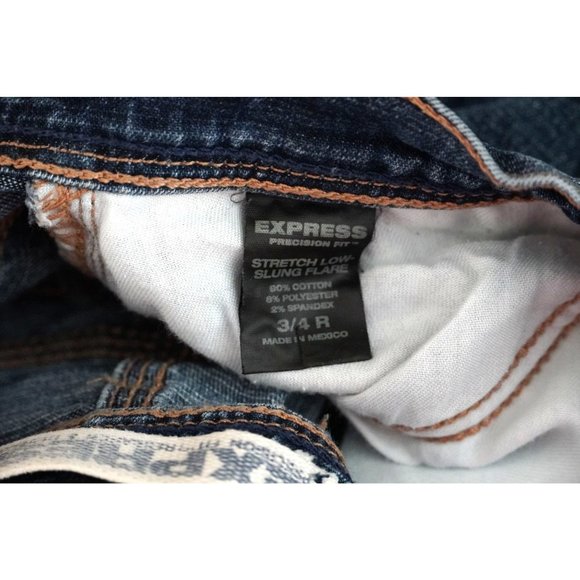 Express Jeans Stretch Low Slung Flare Womens Size 3 / 4 R Blue Denim - Picture 9 of 9